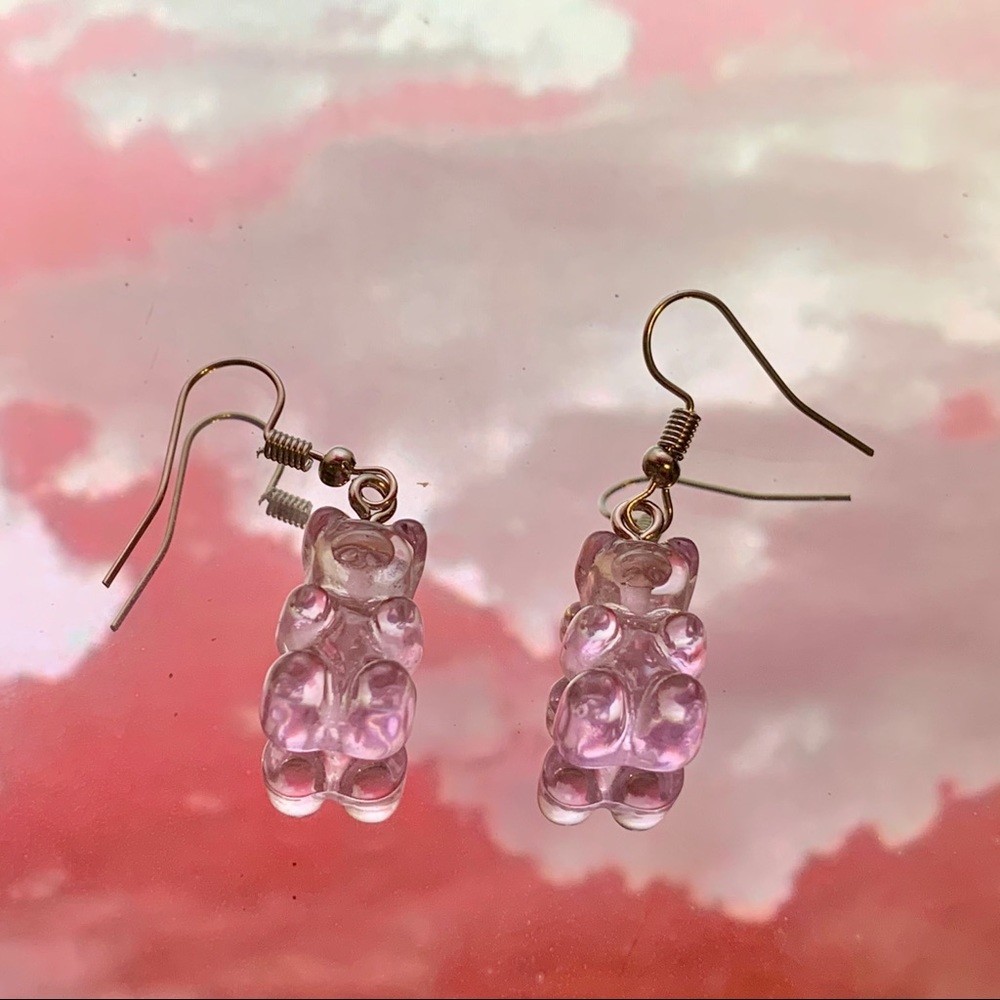 Handmade light purple gummy bear earrings